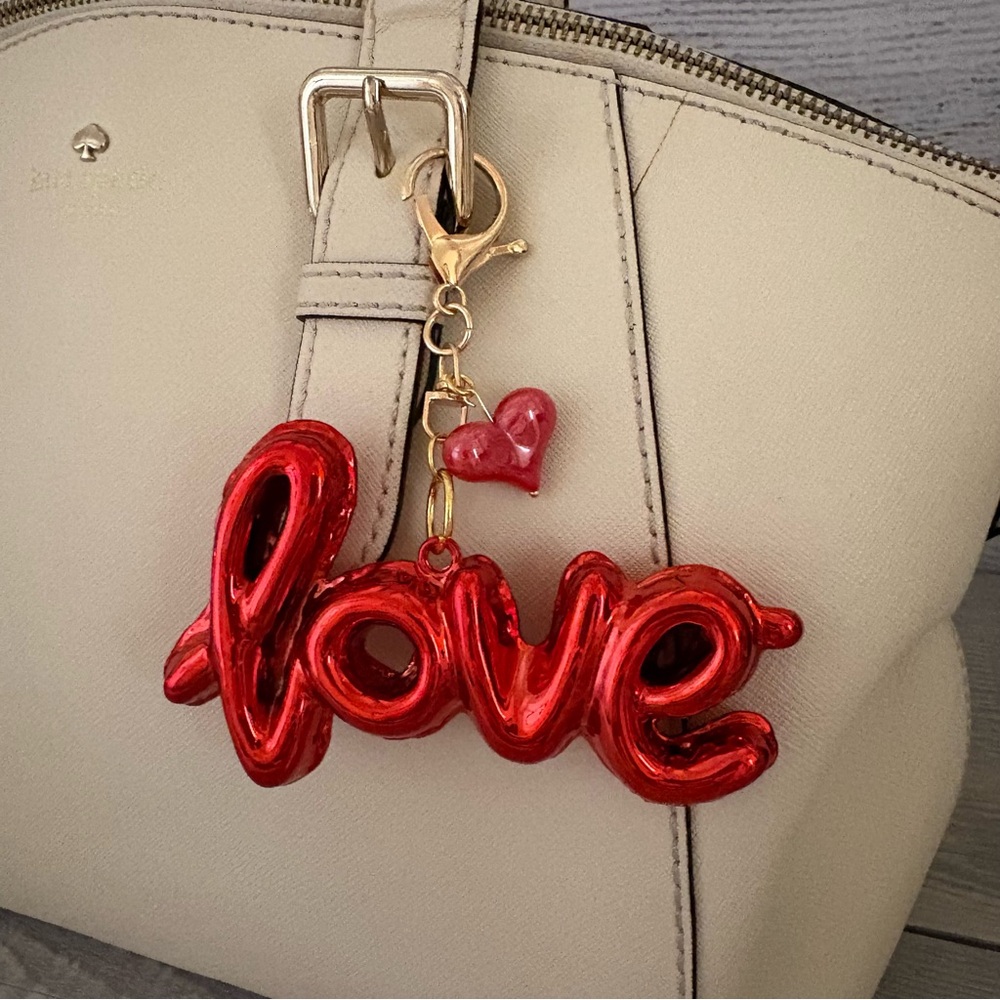 Red “Love” Purse Charm Keychain | Heart Bag Charm | Valentine Accessory Coquette